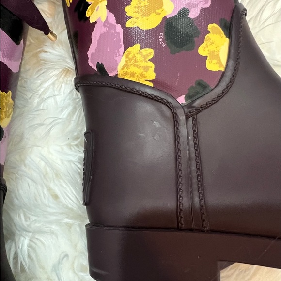 Coach floral corset lace up plum rain boots - Picture 9 of 16